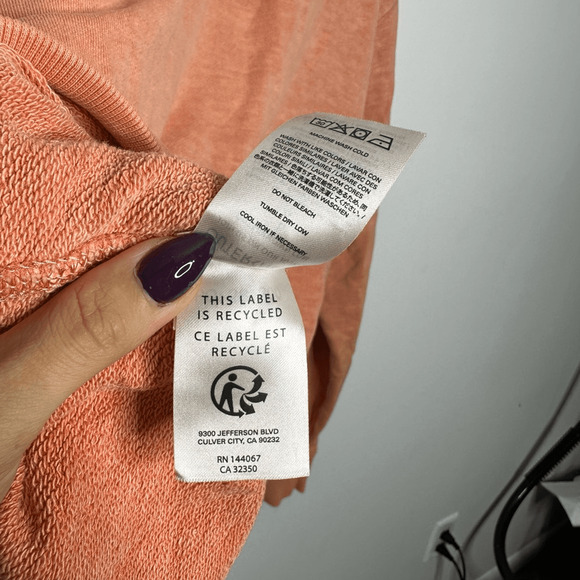 OUTERKNOWN Sur Snap Hoodie Grapefruit orange hemp cotton womens l LARGE - Picture 9 of 9